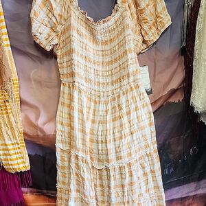 Plaid Ruffle Sleeve Dress